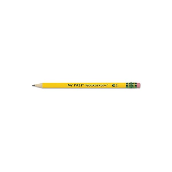 Dixon Ticonderoga Ticondroga, MY FIRST WOODCASE PENCIL WITH ERASER, HB #2, BLACK LEAD, YELLOW BARREL, DOZEN 33312 - main